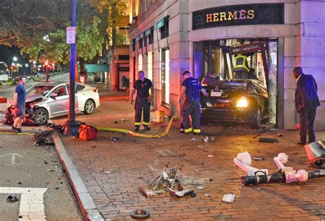 hermes store boston car crash